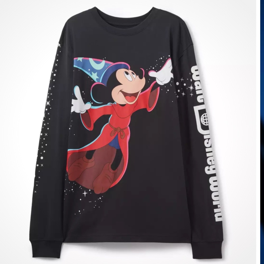Sorcerer Mickey Mouse Back to Front Long Sleeve T-shirt for Adults - Fantasia